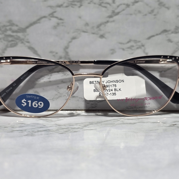 Betsey Johnson Black and Gold Women's Glasses - Picture 6 of 9